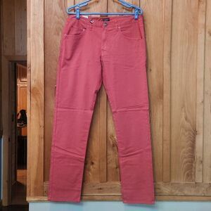UNTUCKIT Straight Fit Mid Rise Stretch Casual Comfort Pants, 32" X 32", Red
